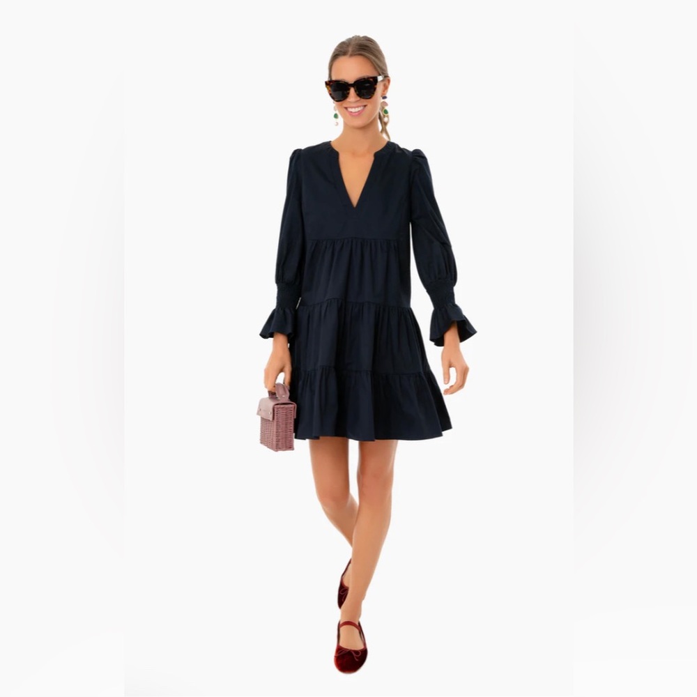 Pomander Place Navy Blue Tiered Mini Dress
